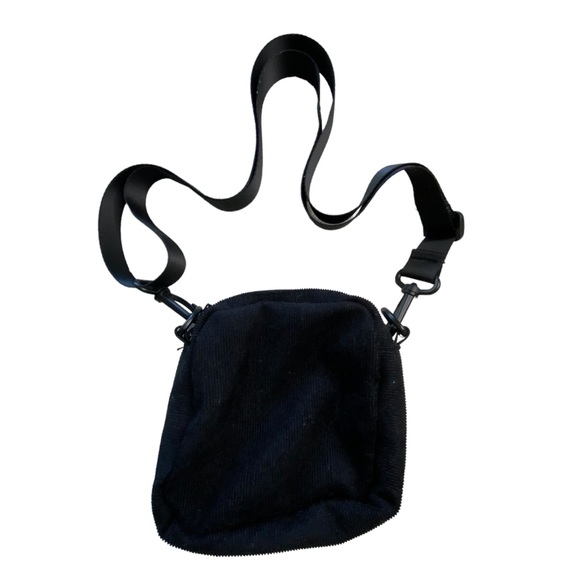 💔 CORDUROY SMALL SIDE BAG WITH HEART DETAIL | Black 💔 - Picture 2 of 3